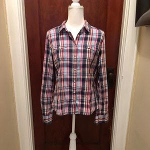 Aeropostale Juniors Button Down Plaid Shirt